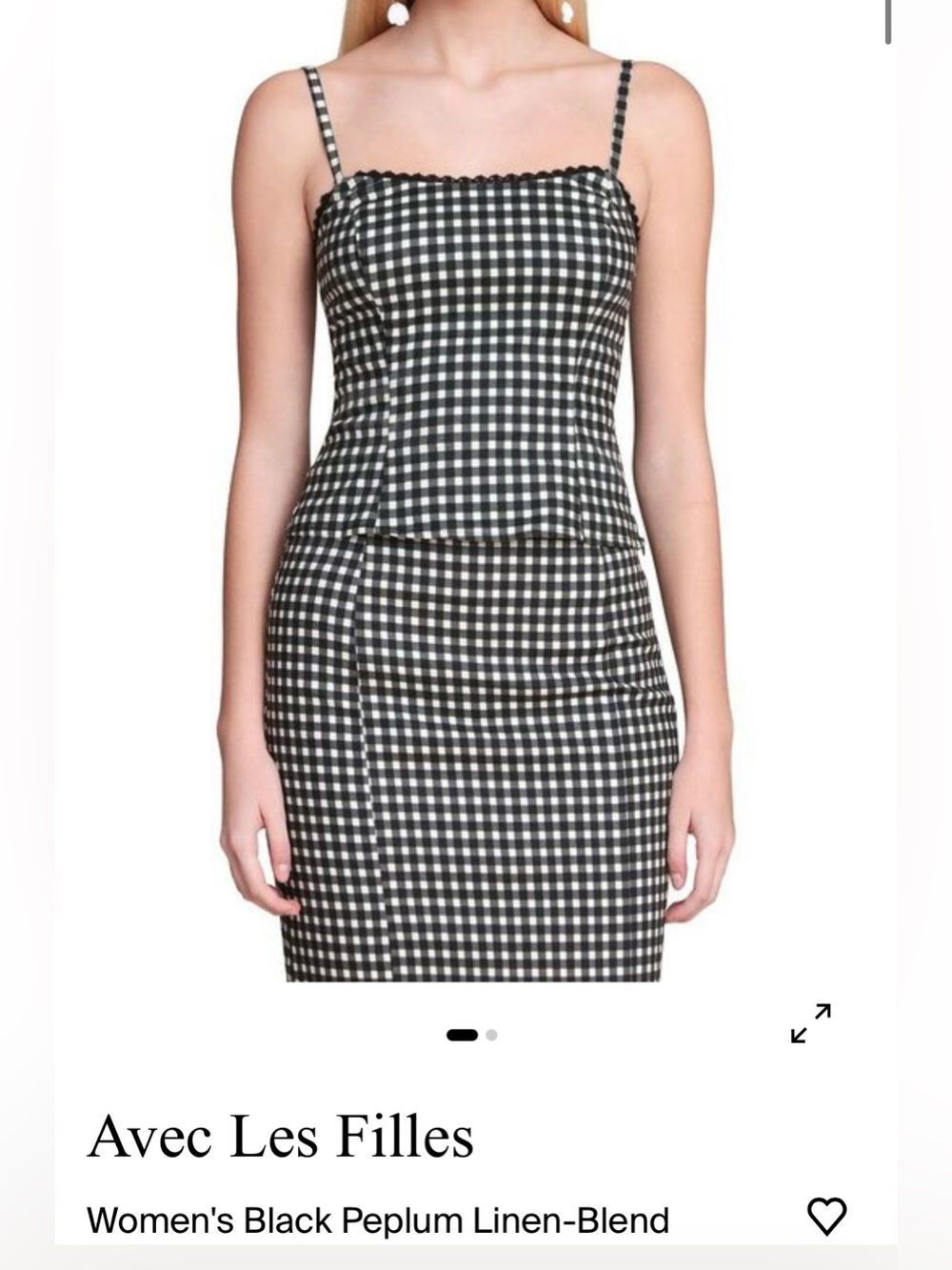Avec Les Filles Black and White Gingham Top
